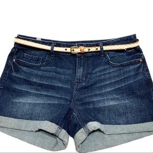 Lauren Conrad Dark Wash Jean Shorts Rolled Hem 8